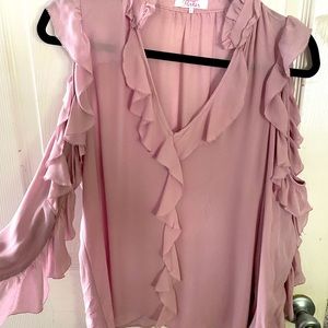 Lavendar Silk V Neck Blouse